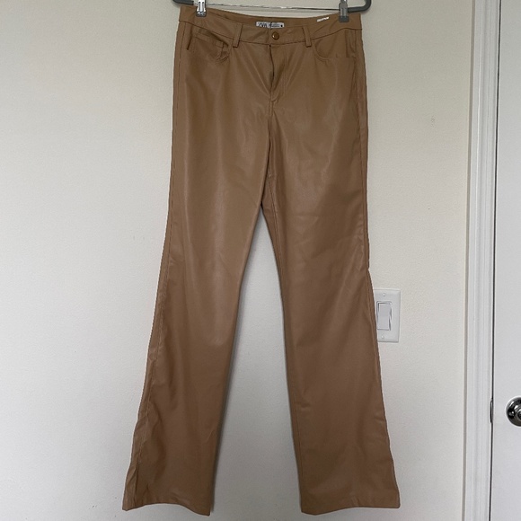 Zara Pants & Jumpsuits Zara Beige Leather Pants Poshmark
